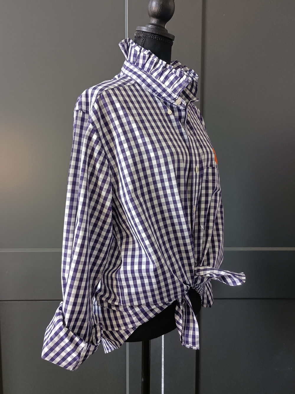 Upcycled Women's Clemson Ruffle Collar Shirt #102 - Picture 6 of 9
